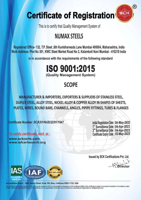 Numax Steels 9001:2015